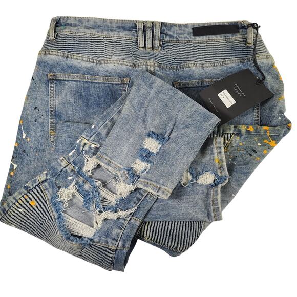 Embellish NYC Jeans Distressed Splattered NEW 34 x 31 - Picture 4 of 5